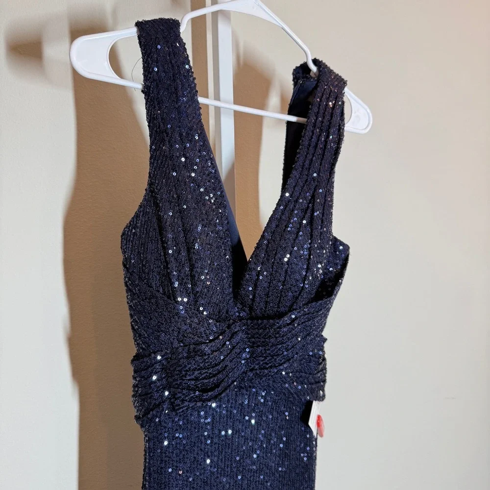 Ieena Mac Duggal Dress 6 Blue Sequin Sleeveless Formal Gown Prom Evening MOB - Picture 13 of 15